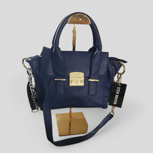 Steve Madden royal blue faux-leather Satchel shoulder bag.